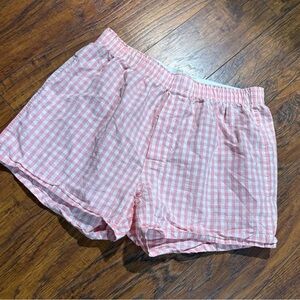 J. Crew Pink and White Gingham Cotton Sleep Shorts